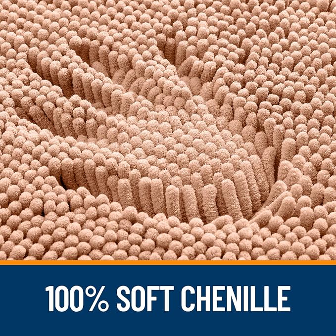 OLANLY Large Bathroom Rugs 50x30, Extra Soft Absorbent Chenille Bath Rugs, Rubber Backing Quick Dry, Machine Washable Bath Mats for Bathroom Floor, Tub and Shower, Home Decor Accessories, Peach