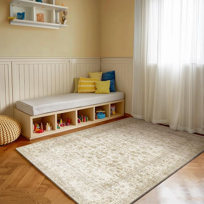 Machine Washable Throw Rugs for Entryway: Door Mat Indoor Entrance 4x6 Rug Small Area Rug Non Slip Low Pile Soft Kitchen Rugs for Front Door Indoor Entrance Entry Kids Room