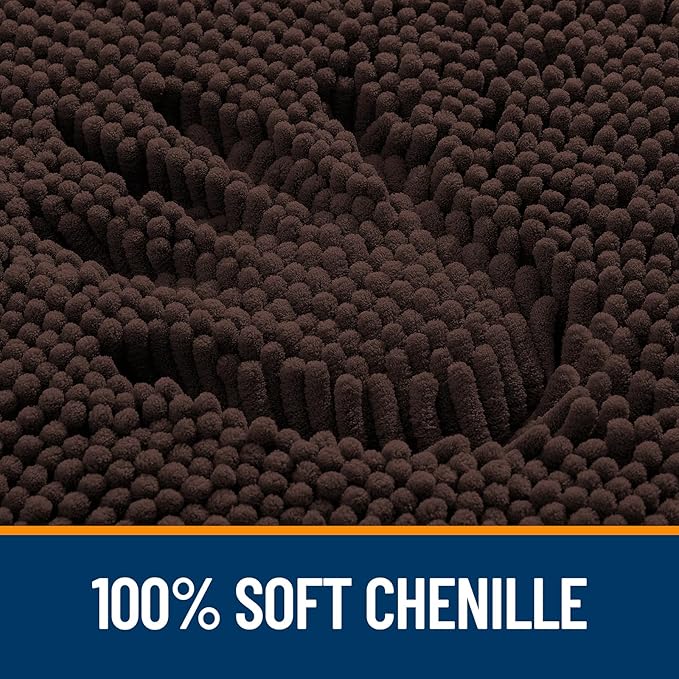 OLANLY Toilet Rugs U-Shaped 24x20, Extra Soft Absorbent Chenille Contour Bathroom Rugs for Toilet, Dry Quickly, Machine Washable, Non-Slip Bath Mat, Brown