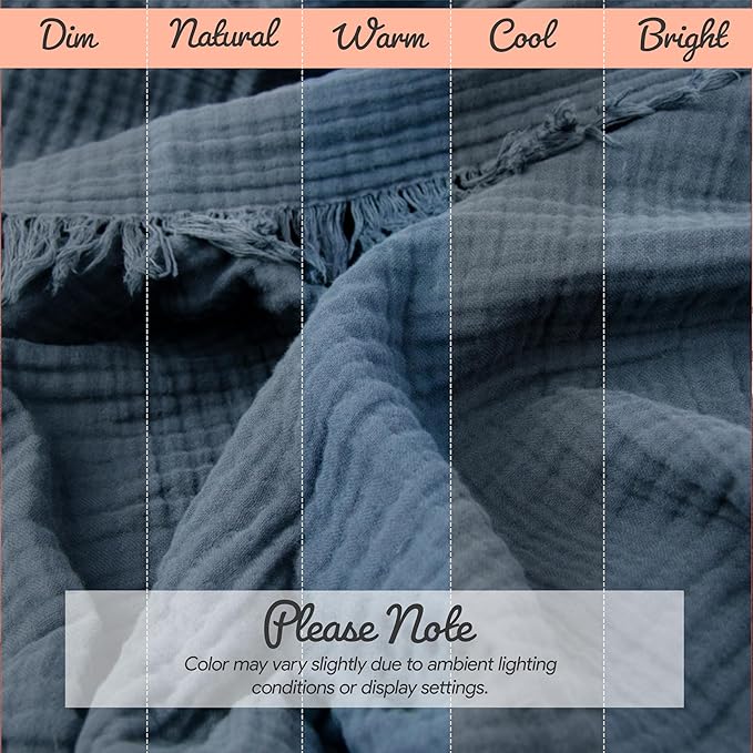Cloud Like Washable Sofa Cover%100 Pure Cotton, Gauze Couch Covers for L Shape, U Shape, Sectional Sofa, Large Muslin Natural Fabric, Prewashed Couch Cover (Space Blue, 95x118 / 240x300 cm)