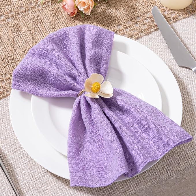 MLMW Purple Lavender Cloth Napkins Set of 10 Linen Summer Napkins Cloth Bulk Washable Table Napkins 16.5"×16.5" for Wedding Party Baby Bridal Shower Birthday Table Decorations