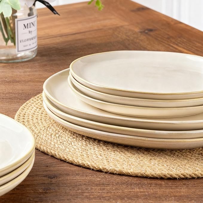 AmorArc Ceramic Plates Set of 6,8.5 Inch Handmade Reactive Glaze Stoneware Plates set for Dessert,Salad,Appetizer,Small Dinner Plates,Microwave & Dishwasher Safe,Scratch Resistant