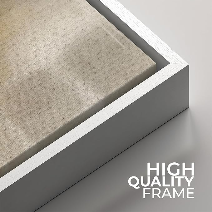SIGNFORD Framed Canvas Print Wall Art Set Neutral Abstract Horizon Beige and Brown Illustrations Modern Art Minimal Relax/Calm for Living Room, Bedroom, Office - 24"x24"x2 White