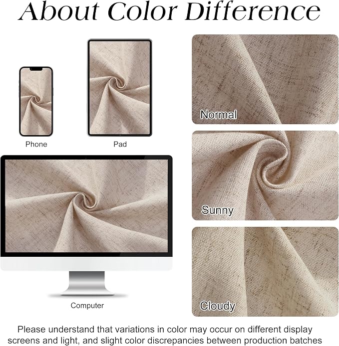 Naturoom Linen Shower Curtain 80 Inch Long for Bathroom Boho Farmhouse Fabric Shower Curtains Set with Hooks Neutral Cloth Modern Cottage Core Waterproof,Taupe Burlywood