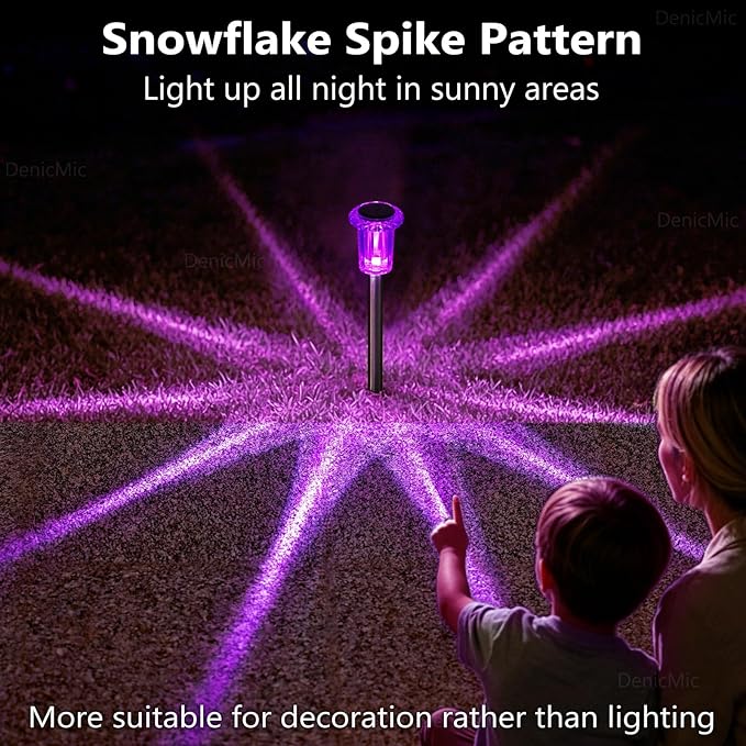 DenicMic Solar Lights Outdoor 10 Pack Waterproof Purple LED Stainless Steel Stake Outside Lights for Yard Pathway Garden Driveway Walkway Landscape Path Lighting Halloween Decorations Outdoor