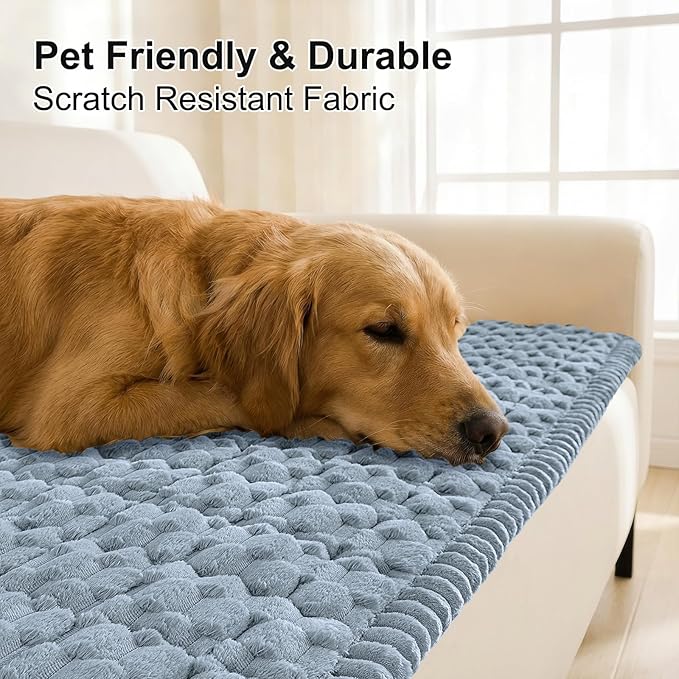 Smiry Couch Covers for Dogs Washable, Non Slip Fuzzy Pet Couch Covers for Sofa, Soft Thick Sofa Slipcovers Furniture Protector Pet Friendly (Airy Blue, 27.6" x 47")