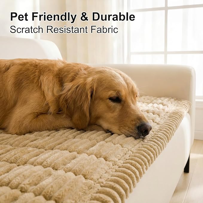Smiry Couch Cover for Dogs, Non Slip Washable Sofa Protector for Pets, Soft Furniture Cover for Pet, Stylish Sofa Covers, Cozy Protect Against Fur, Dirt & Everyday Messes (Camel, 43" x 63")