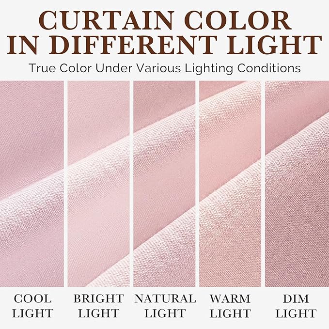 Seasonwood Linen Shower Curtain Neutral Vintage Farmhouse Linen Shower Curtains for Bathroom Boho Bathroom Decor with 12 Sturdy Stainless Steel Sliding Hangers(Pink,72x72 Inches)