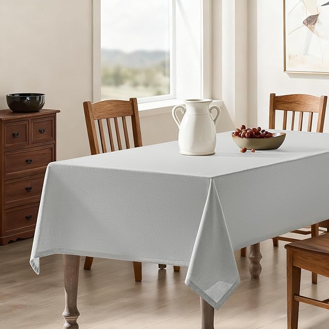 Grey Rectangle Tablecloth 55 x 102 Inch Gray Linen Table Cloth for 6 Foot Rectangle Table Wrinkle Resistant Washable Fabric Cloth Tablecloth for Buffet Holiday Party Dinner Wedding