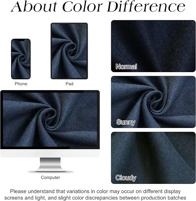Naturoom Navy Blue Shower Curtain for Bathroom, Linen Textured Weighted Hem Cloth Shower Curtain Set with Hooks, Simple Hotel Luxury Men Nautical Bath Accessories Decor,72x78, Dark Blue