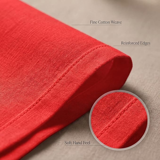 Urban Villa Cloth Napkins 100% Cotton Highly Absorbent Washable Durable Reusable Premium Dinner Napkins Ideal for Gifts for Mothers Day Hotel Farmhouse Parties - Red (20" x 20", Set of 12)