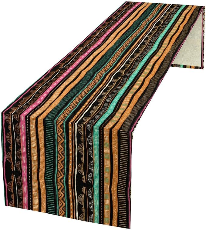 Traditional African Tribal Table Runner Kwanzaa Juneteenth African American Heritage Festival Holiday Party Decoration Home Kitchen Island Dining Room Decor 13x70in
