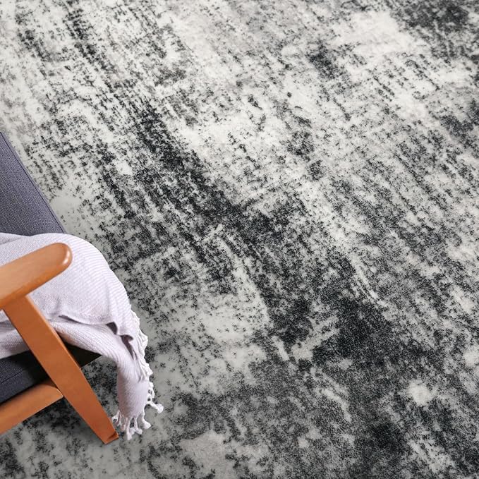 IOHOUZE Abstract Runner Rug 2x4 Ft Entryway Rugs Washable Door Mat Indoor Entrance, Rubber Backed Entryway Runners, Printed Faux Wool Non Slip Floor Carpet for Foyer Front Door Sink, Black Grey