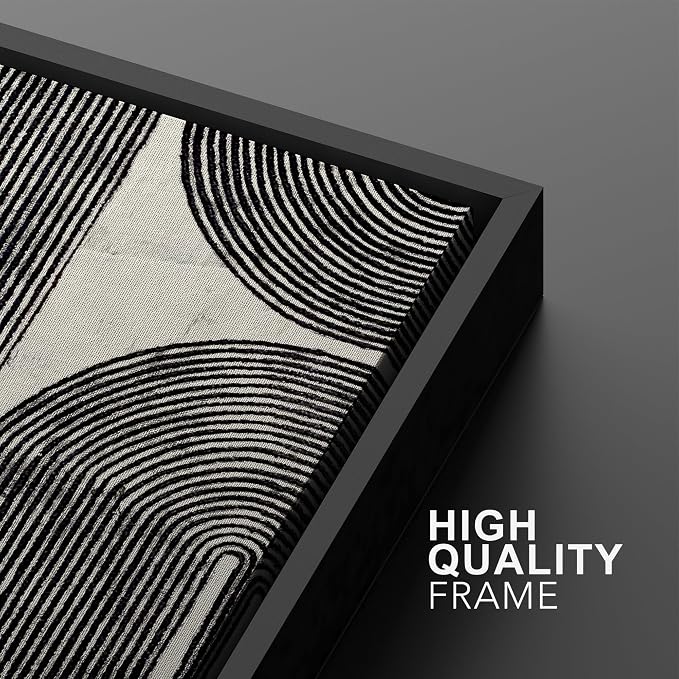 SIGNWIN Framed Wall Art Print Set Black and White Geometric Line Abstract Photography Modern Art Rustic Relax/Calm Multicolor for Living Room, Bedroom, Office - 24"x36"x2 BLACK