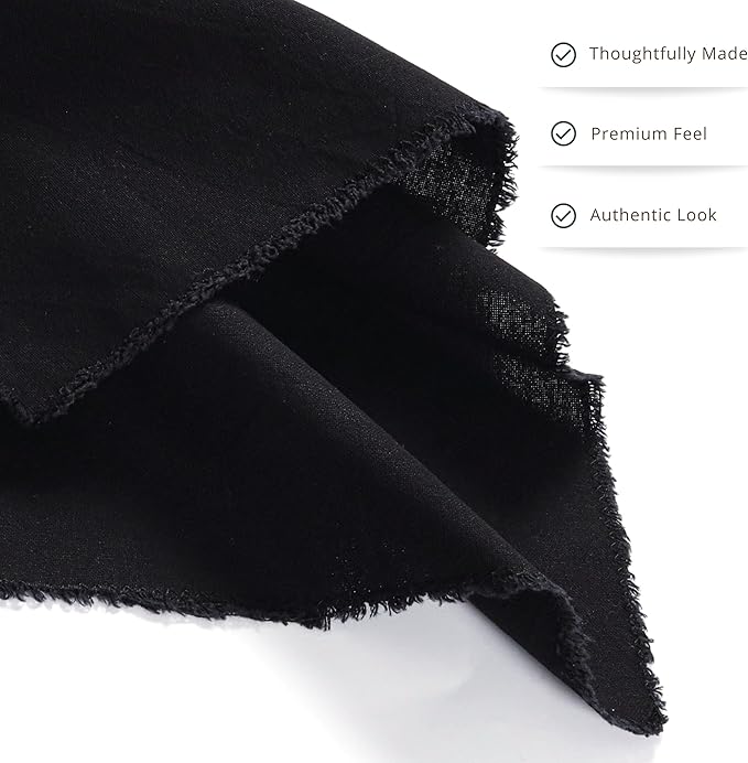 Palisa Premium Cotton Dinner Napkins Set of 4 | Black Frayed Edge Rustic Farmhouse Table Linen | Soft Washable Long Lasting Durable Cloth Serviettes for Wedding Dining Decor 18x18 Inch