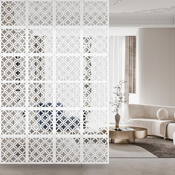 Boshen 24PCS Hanging Room Divider Wall Screen Panel Room Divider Panels Privacy Screen Divider Home Decor for Living Room Bedroom Home Office Restaurant Decor-Window Flower