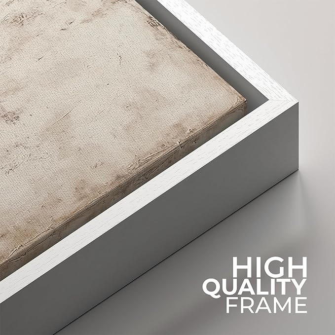 SIGNFORD Framed Canvas Print Wall Art Set Minimalist Abstract Canyon Cliff Neutral Earth Tone Landscape Modern Art Relax/Calm for Living Room, Bedroom, Office - 24"x24"x2 WHITE