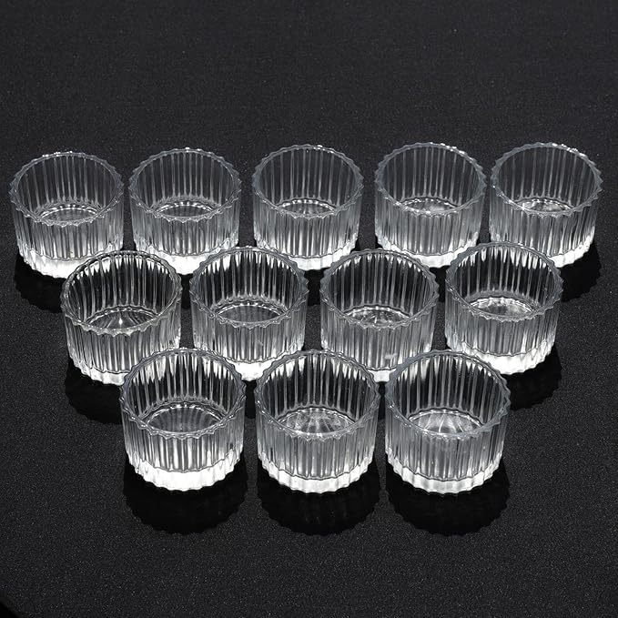 VOHO 36pcs Christmas Tea Lights Candle Holder, Clear Tealight Candle Holder for Gifts, Ribbed Glass Votive Candle Holders Centerpiece Table Decorations(2'' x 1.4'')