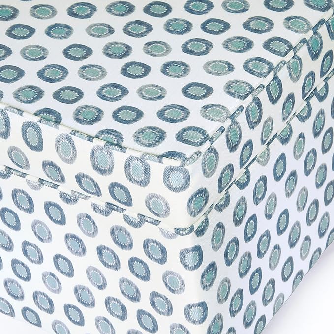 Homepop Classic Square Storage Ottoman with Lift Off Lid | Ottoman with Storage for Living Room & Bedroom, Small Multi Green Medallion Ikat Print