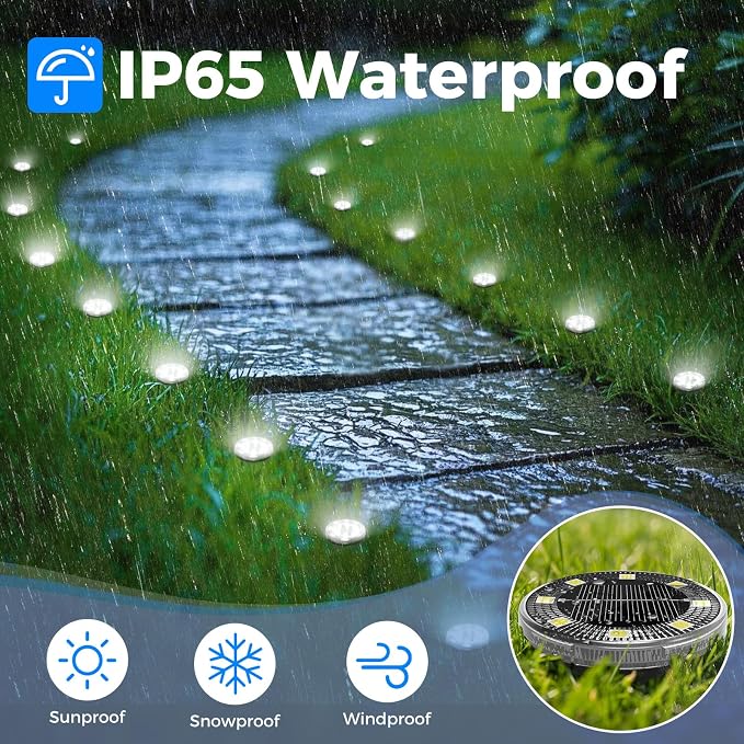 Peasur Mini Solar Ground Lights, 16 Pack Flat Solar Disc Lights Outdoor Waterproof, 2.3 Inch Small Solar Garden Lights Landscape Lighting for Outside Pathway Garden Yard Lawn Walkway,Cool White