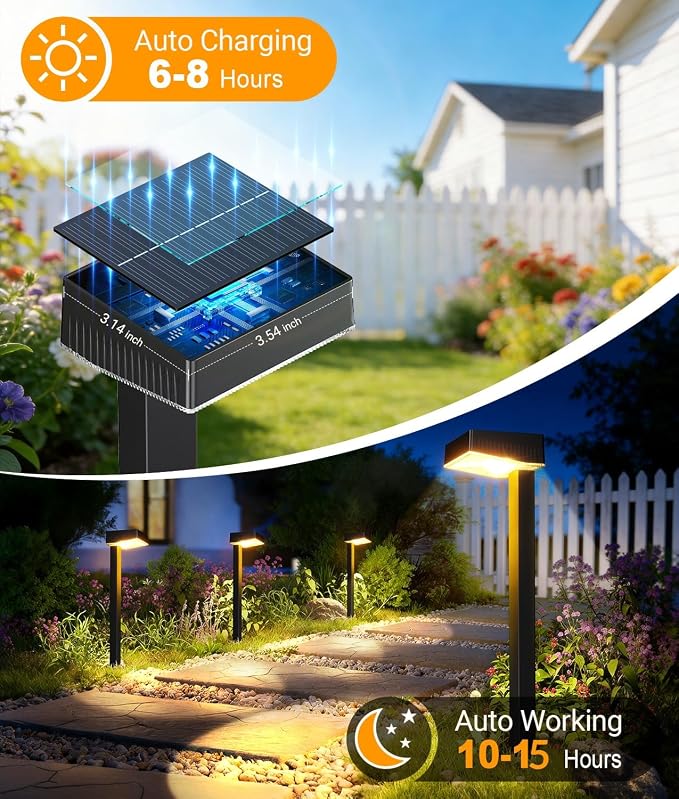 ELECLINK Solar Pathway Lights Outdoor, 6 Pack Garden Lights Solar Powered Path Lights with Larger LED Lens, 2 Light Modes Waterproof Outdoor Solar Light for Yard Driveway Walkway Landscape Patio Lawn