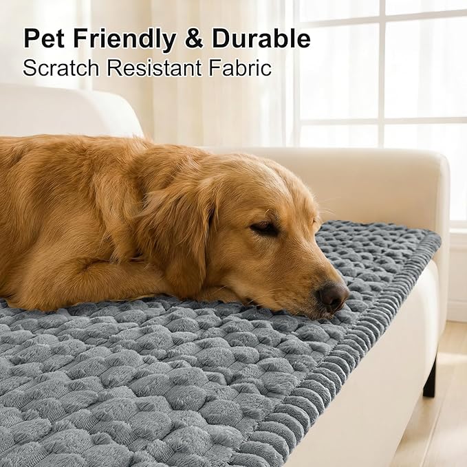 Smiry Couch Covers for Dogs Washable, Non Slip Fuzzy Pet Couch Covers for Sofa, Soft Thick Sofa Slipcovers Furniture Protector Pet Friendly (Grey, 27.6" x 70.9")