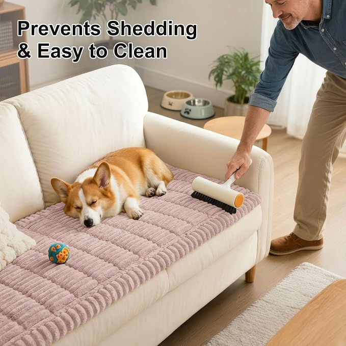 Smiry Couch Cover for Dogs, Non Slip Washable Sofa Protector for Pets, Soft Furniture Cover for Pet, Stylish Sofa Covers, Cozy Protect Against Fur, Dirt & Everyday Messes (Dusty Pink, 35.4" x 88")