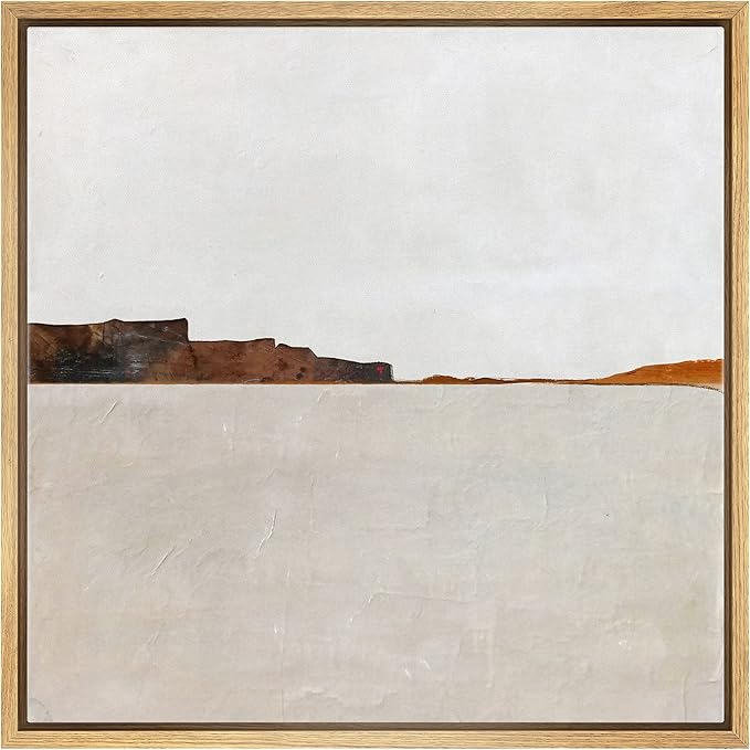 SIGNWIN Framed Canvas Print Wall Art Brown Pastel Paint Stroke Landscape Abstract Shapes Illustration Modern Art Decorative Nordic Minimal Calm/Zen for Living Room, Bedroom, Office - 24"x24" Natural