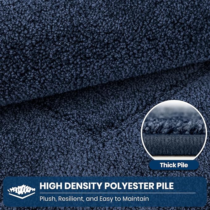 PURRUGS Machine Washable Kitchen Rug 24" x 35.5", Non-Slip/Skid Kitchen Runner Rugs & Floor Mats, Super Absorbent Soft Standing Mats for Kitchen, Sink & Laundry, Navy Blue