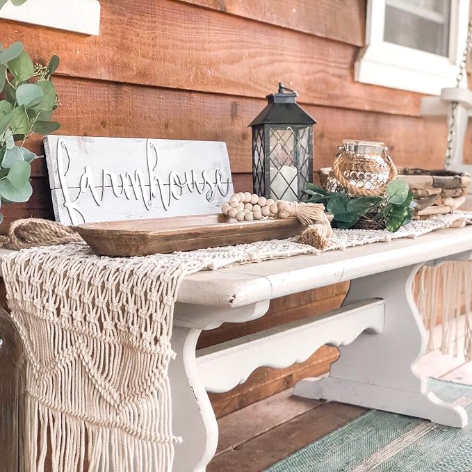 SnugLife Macrame Table Runner Long | Boho Table Runner | Wedding Table Decor | Vintage Farmhouse and Bohemian Dining Room Style (13" Wx100 L)