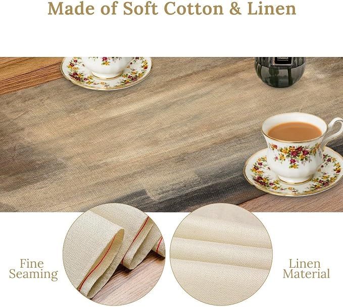 Taupe Tan Grey Brown Beige Abstract Art Contemporary Table Runner,Modern Neutral Decorative Pattern Table Runner for Coffee Table Dining Room Table Bedroom Party Holiday Decor 13x120inch