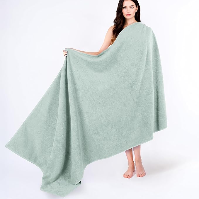 Cotton Paradise 100% Cotton Turkish Towel Set, Soft Absorbent Quick Dry, 40x80 Oversized Bath Sheet Towel, Mint Green