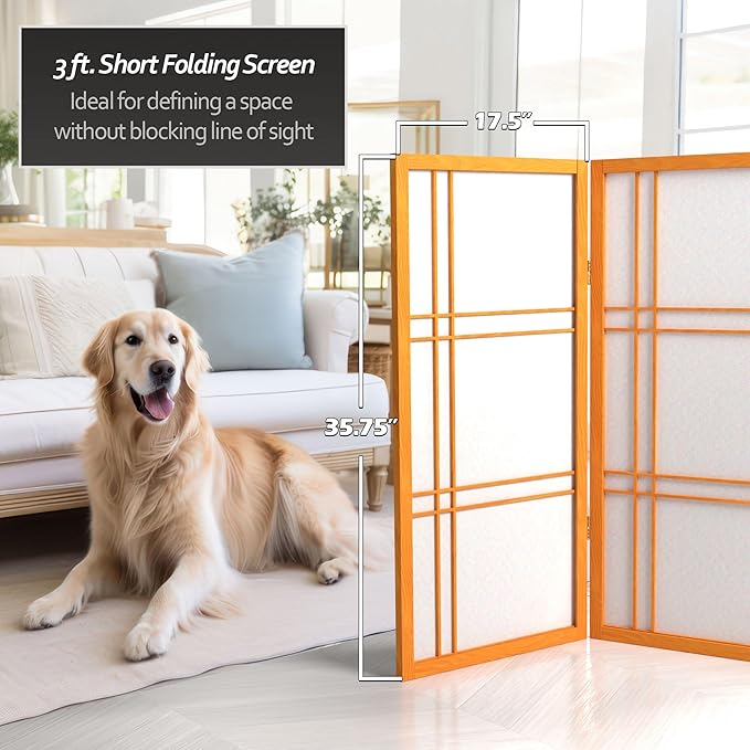 3 ft. Short Double Cross Shoji Screen - Honey - 4 Panels