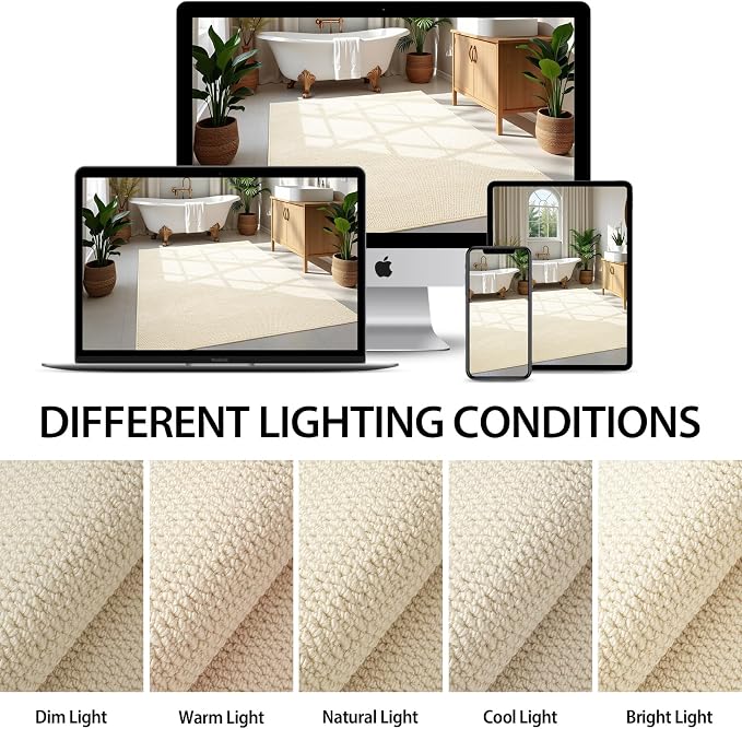 Softlife 5x7 Rugs for Living Room Faux Jute Area Rug Washable Modern Bedroom Rugs Large Non-Slip Farmhouse Floor Carpet for Dining Room Hallway Office Kitchen Entryway, Cream Beige