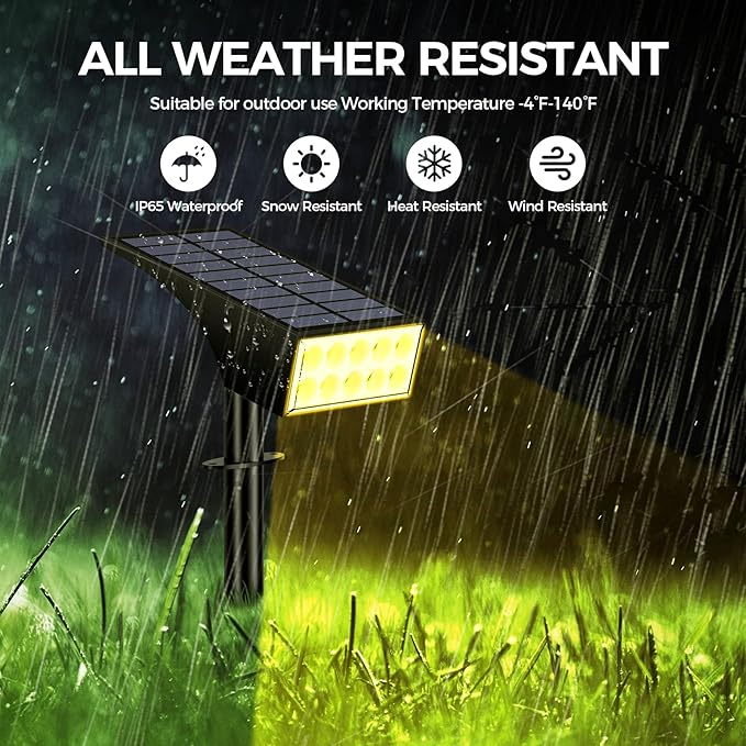 WENATY Solar Lights Outdoor Waterproof IP65, [12 Pack/4 Modes] Spot Solar Light for Outside, Dusk to Dawn LED Solar Powered Yard Garden Landscape Lighting Spotlights for Path Patio Walkway, Warm White