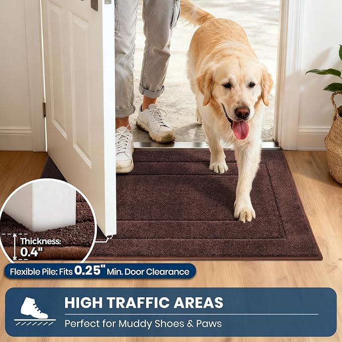 PURRUGS Machine Washable Kitchen Runner Rug 32" x 70", Non-Slip/Skid Hallway Runner Rug, Super Absorbent Soft Area Rug for Kitchen, Hallway & Laundry, Rolled Packaging, Brown