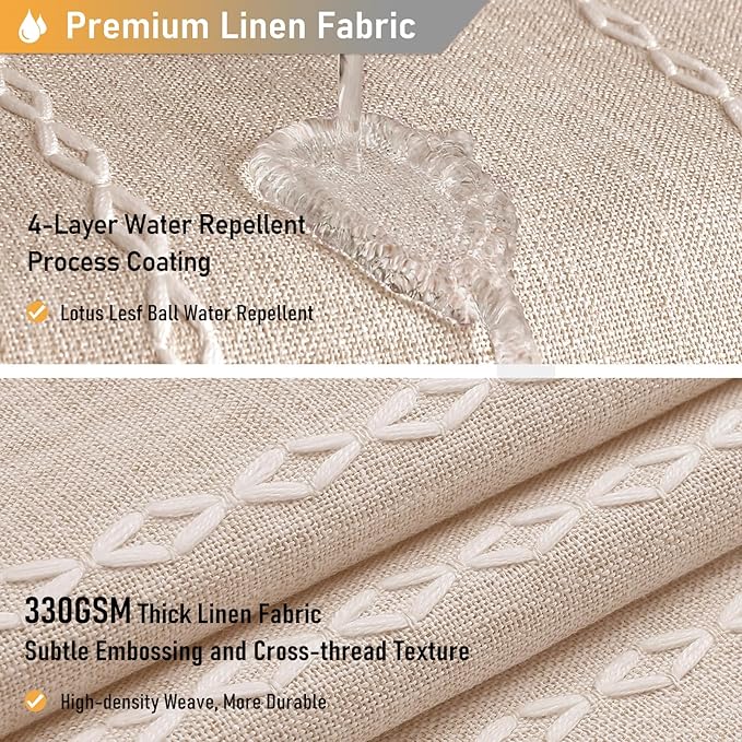 BTTN Stall Fabric Shower Curtain - 54x78 Boho Striped Linen Heavy Duty Tassel Shower Curtain Set with 10 Hooks, Narrow Rustic Modern Farmhouse Bohemian Thick Shower Curtains for Bathroom - Tan/Taupe