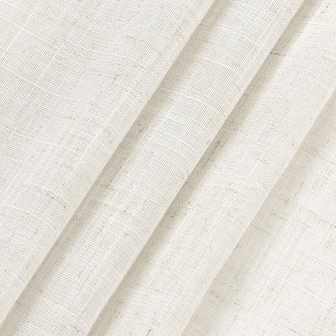 Cream Linen Curtains 68 Inches Long for Bedroom Back Tab Light Filtering Privacy Sheer Curtains Modern Farmhouse Coastal Decor Cotton Textured Gauze Curtain for Bathroom 2 Panel Set 52x68