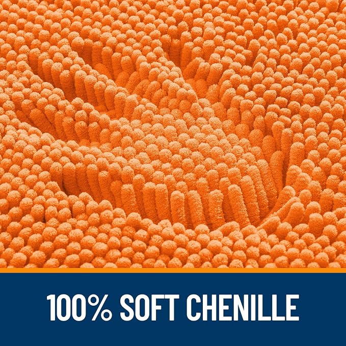 OLANLY Bathroom Runner Rugs 47x17, Extra Soft Absorbent Chenille Bath Rugs, Rubber Backing Quick Dry, Machine Washable Long Bath Mats for Bathroom Floor, Tub and Shower, Home Decor Accessories, Orange