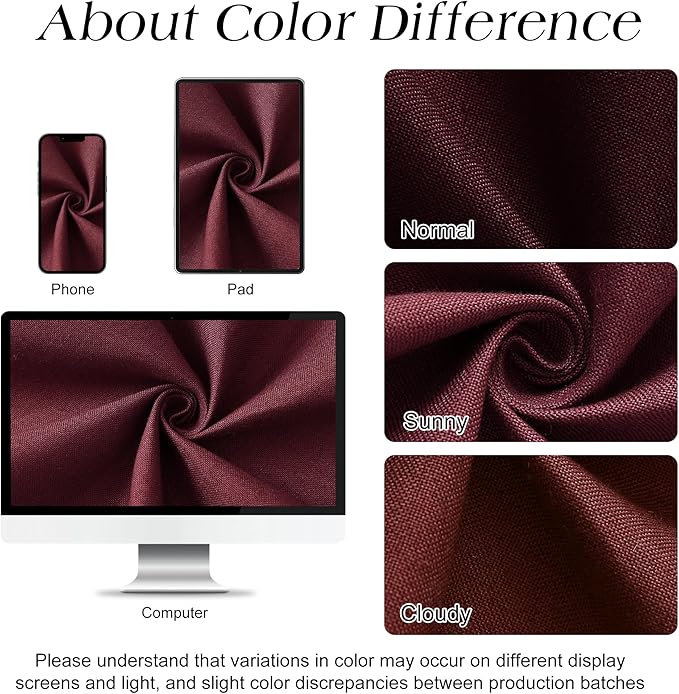 Naturoom Burgundy 48 Inch Shower Curtain - Stall Narrow Half Linen Ultra Thick Fabric Shower Curtain Set with Hooks, Boho Farmhouse Rustic RV Camper Bath Curtains for Bathroom, 48x72