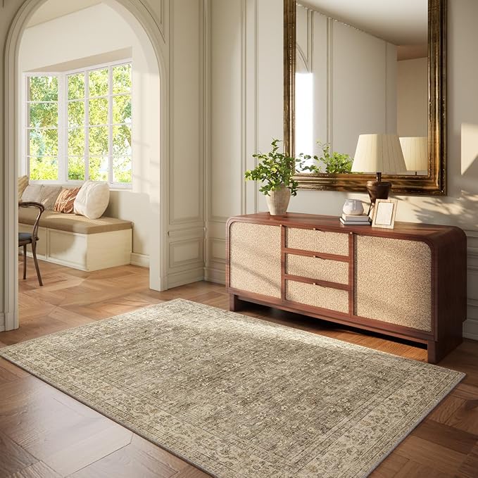 Washable Entryway Small Area Rugs: Door Mat Indoor Entrance 4x6 Boho Rug Stain Resistant Non-Slip Rubber Backing Soft Carpet for Kitchen Front Door Indoor Entrance Entry Bedroom Kids Room