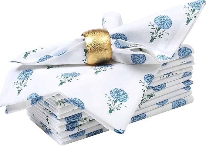 Bedding Craft Printed Dinner Napkins Set of 12 – 18x18 Mushroom Design with 1" Fold – Durable Stylish Fabric Napkins for Dining, Table Décor & Everyday Use