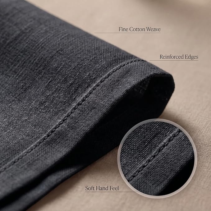 Urban Villa Cloth Napkins 100% Cotton Highly Absorbent Washable Durable Reusable Premium Dinner Napkins Ideal for Gifts for Mothers Day Hotel Farmhouse Parties - Black Chambray (20" x 20", Set of 12)