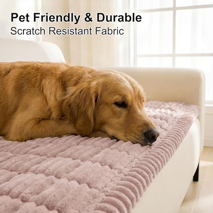 Smiry Couch Cover for Dogs, Non Slip Washable Sofa Protector for Pets, Soft Furniture Cover for Pet, Stylish Sofa Covers, Cozy Protect Against Fur, Dirt & Everyday Messes (Dusty Pink, 27.6" x 27.6")