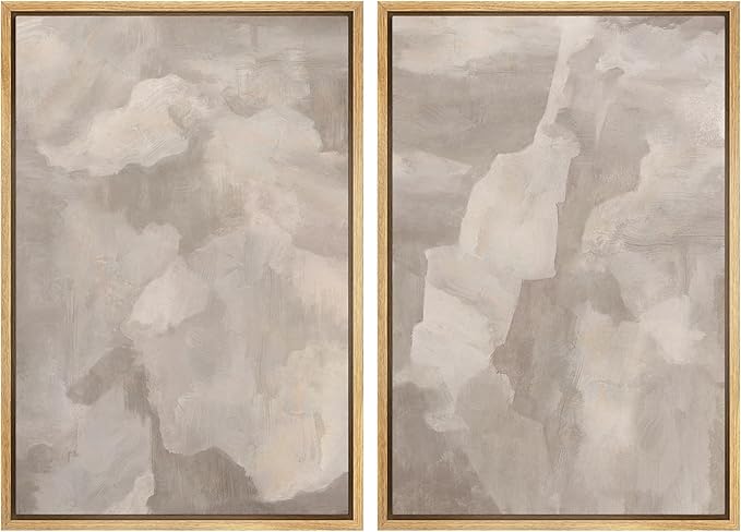 SIGNWIN Framed Canvas Print Wall Art Textured Abstract Earthy Beige Tones Illustrations Modern Art Decorative Contemporary for Living Room, Bedroom, Office - 16"x24"x2 Natural