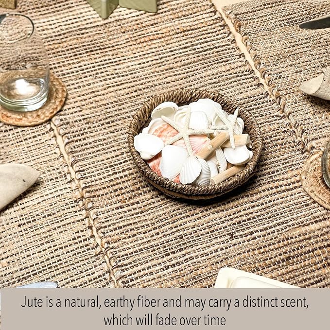 Chardin home Natural Jute Table Runner 13x36 Inch – Vintage Boho Rustic Table Decor – Handwoven Table Runner in Natural Jute and Brown – Farmhouse Dining or Console Table Accent