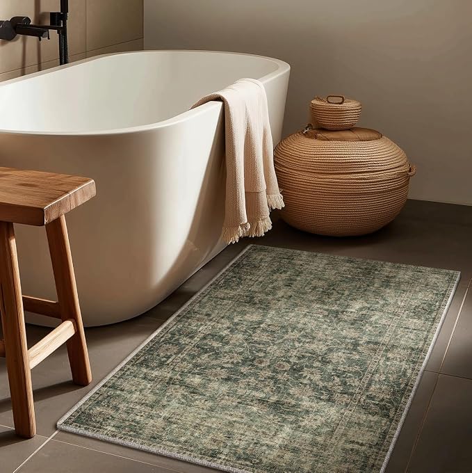 Machine Washable Throw Rugs for Entryway: Door Mat Indoor Entrance 2x3 Rug Boho Small Area Rug Non-Slip Low Pile Kitchen Rug for Front Door Indoor Entrance Entry Kids Room