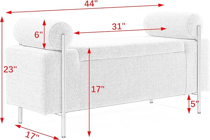 Storage Ottoman for Bedroom 44" with Safety Hinge, Upholstered Entryway Bench, Modern Linen Foot Rest with Arms,for Bedroom, Living Room, Entryway (Green)