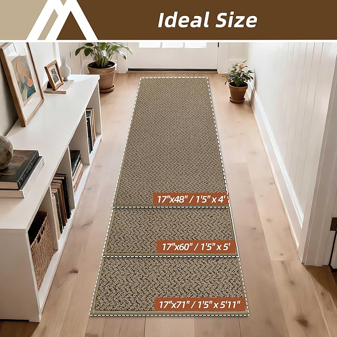 COSY HOMEER Door Mat 17" x 60" Non Slip Absorbent Entryway Rugs Dirt Trapper Doormats Washable Entrance Mats Low Pile Welcome Floor Mat for Front Back Door and Entry Mats,Taupe(Roll Packing)