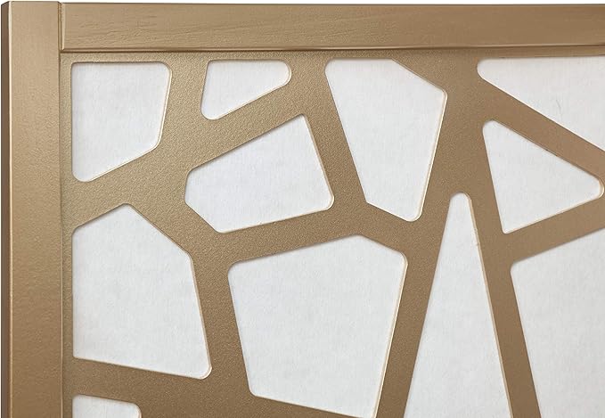 Roundhill Furniture Giyano 4 Panel Screen Room Divider, White Screen with Gold Frame